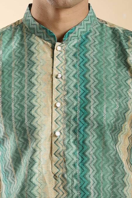 Arihant Rai Sinha Blue Jacquard Chevron Pattern Kurta at Aza Fashions Arihant Rai Sinha_Blue Jacquard Chevron Pattern Kurta _at_Aza_Fashions