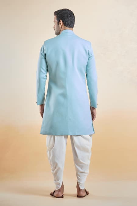 Arihant Rai Sinha Plain Band Collar Sherwani With Peshawari Pant