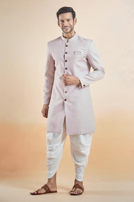 Aryavir Malhotra Band Collar Sherwani With Peshawari Pant 