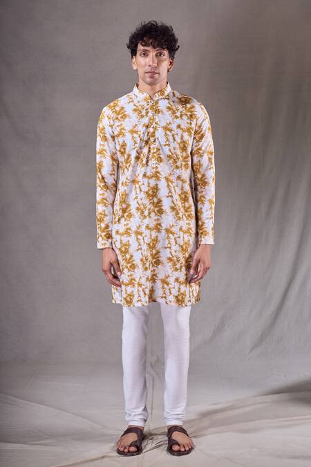 Arihant Rai Sinha Yellow Silk, Cotton Mustard Tie Dye Bundi Kurta Set Online at Aza Fashions Arihant Rai Sinha_Yellow Silk, Cotton Mustard Tie Dye Bundi Kurta Set _Online_at_Aza_Fashions