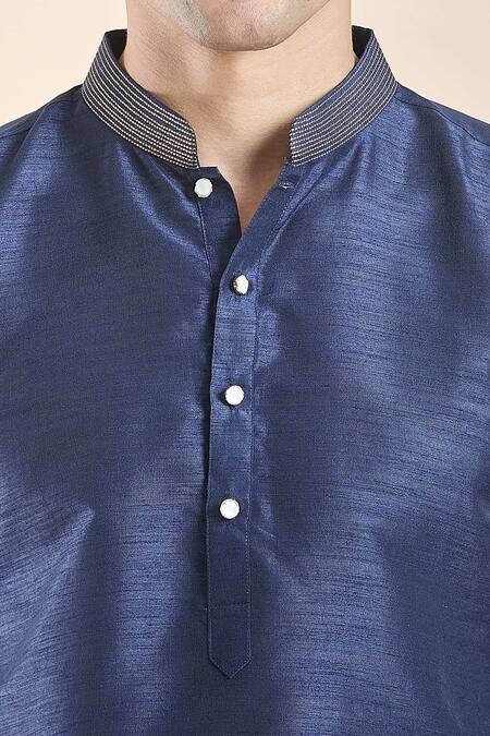 Arihant Rai Sinha Blue Silk, Chanderi Embroidery Sleeve Kurta Set Online at Aza Fashions Arihant Rai Sinha_Blue Silk, Chanderi Embroidery Sleeve Kurta Set _Online_at_Aza_Fashions