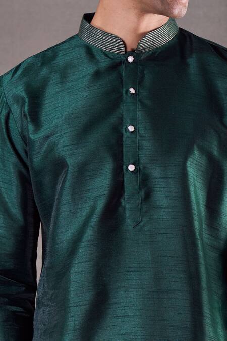 Shop Arihant Rai Sinha Green Silk, Chanderi Placement Embroidered Kurta Set Online at Aza Fashions Shop_Arihant Rai Sinha_Green Silk, Chanderi Placement Embroidered Kurta Set _Online_at_Aza_Fashions
