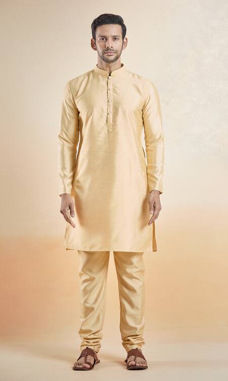 Buy_Arihant Rai Sinha_Brown Jacquard, Silk Embroidery Botanical Woven Bundi And Kurta Set _Online_at_Aza_Fashions