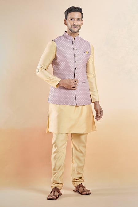 Arihant Rai Sinha Floral Woven Bundi & Kurta Set 
