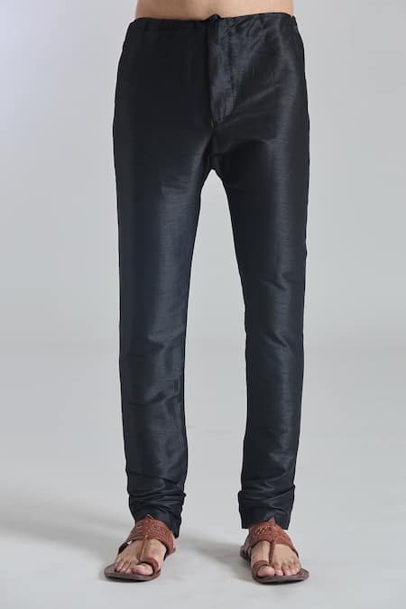 Buy Arihant Rai Sinha Black Silk, Brocade Embroidery Phool Placket Textured Kurta With Churidar Buy_Arihant Rai Sinha_Black Silk, Brocade Embroidery Phool Placket Textured Kurta With Churidar