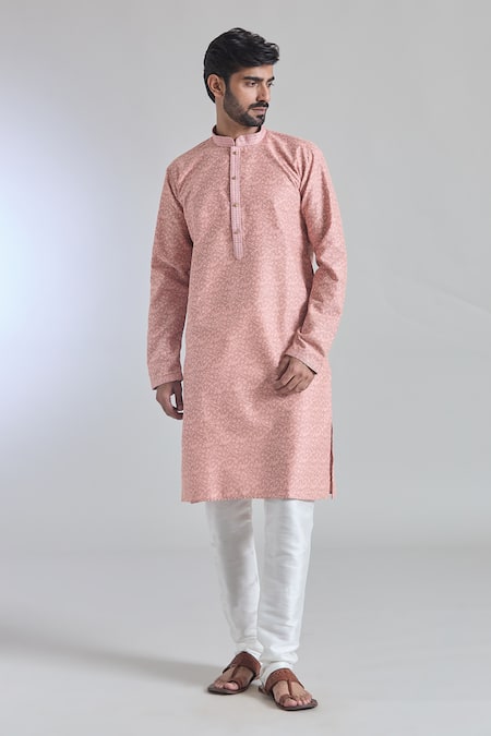 Arihant Rai Sinha Gulshan Woven Embroidered Placket Kurta With Churidar 
