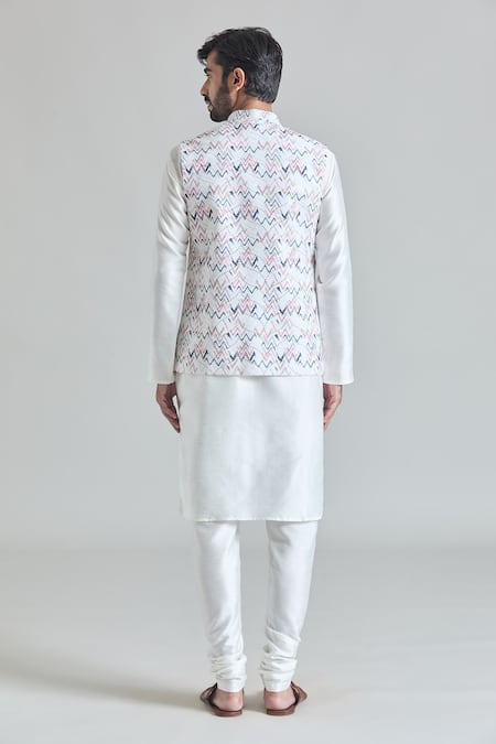 Arihant Rai Sinha Multi Color Chevron Print Nehru Jacket Set 