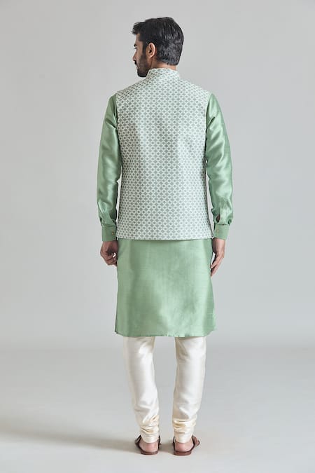 Arihant Rai Sinha Trellis Tile Print Nehru Jacket Set 