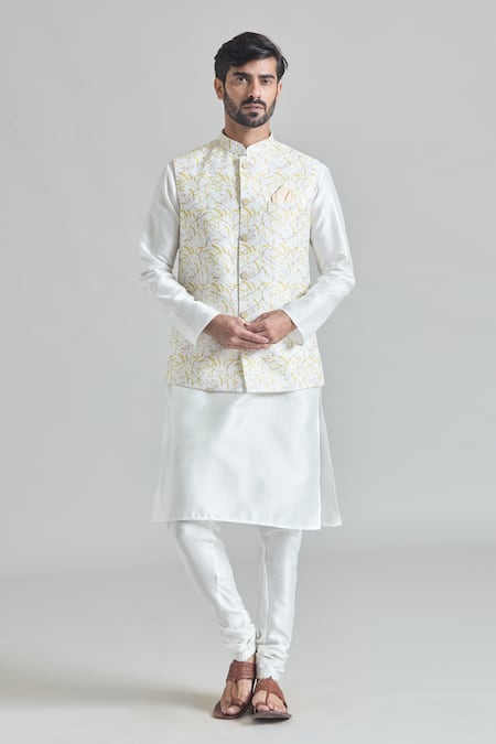 Aryavir Malhotra Abstract Print Nehru Jacket Kurta Set 