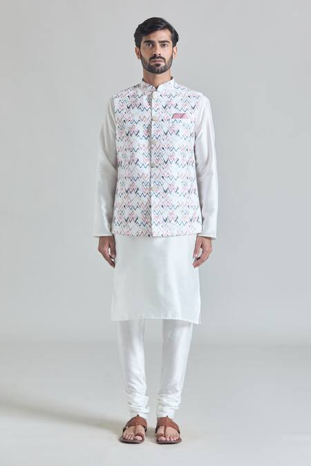 Arihant Rai Sinha Multi Color Sequins Chevron Print Nehru Jacket at Aza Fashions Arihant Rai Sinha_Multi Color Sequins Chevron Print Nehru Jacket _at_Aza_Fashions