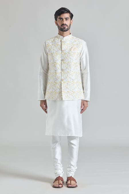Buy_Arihant Rai Sinha_Yellow Sequins Abstract Nehru Jacket 