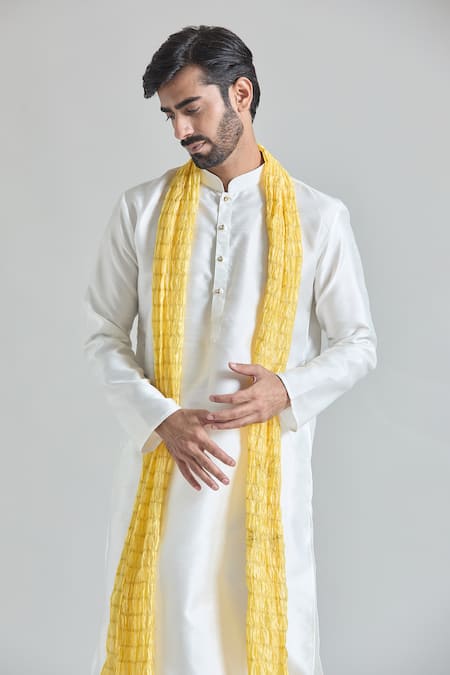 Arihant Rai Sinha_Cream Silk Plain Kurta And Churidar Set _at_Aza_Fashions