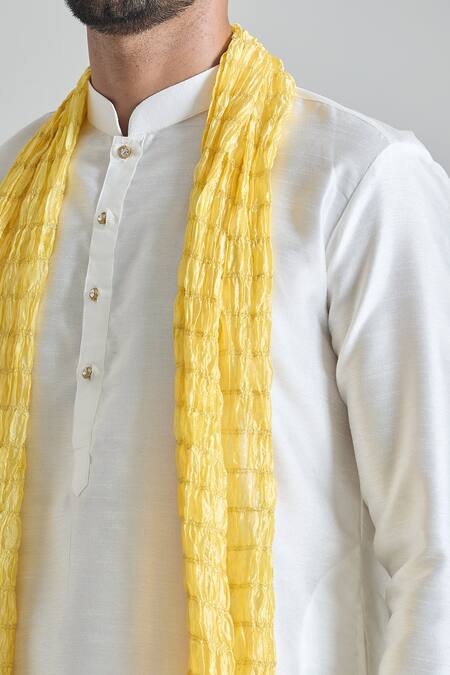 Buy_Arihant Rai Sinha_Cream Silk Plain Kurta And Churidar Set 