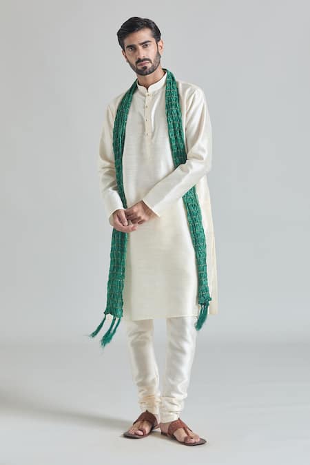 Buy_Arihant Rai Sinha_Beige Silk Plain Kurta _Online_at_Aza_Fashions