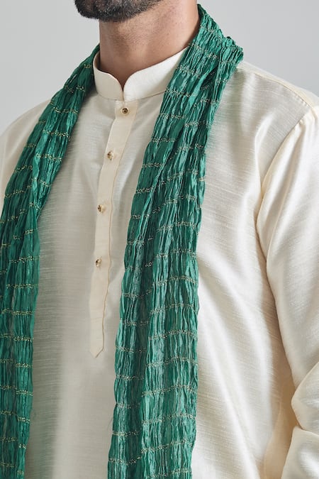 Arihant Rai Sinha_Beige Silk Plain Kurta _at_Aza_Fashions