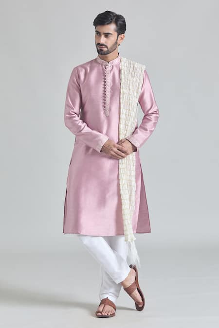 Arihant Rai Sinha Threadwork Placket Kurta Aligadhi Pant Set 