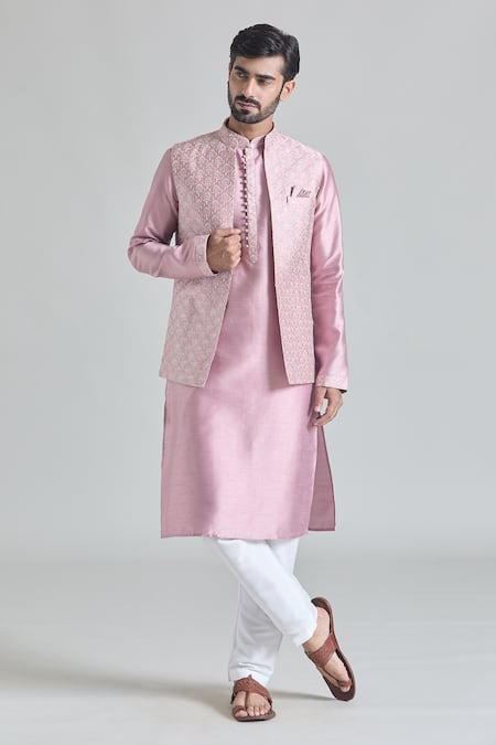 Arihant Rai Sinha Floral Embroidered Bundi Kurta Set 