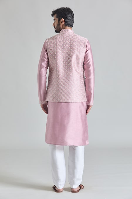 Arihant Rai Sinha Floral Embroidered Bundi Kurta Set 