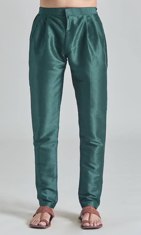 Buy_Arihant Rai Sinha_Green Silk Embroidery Floral Jaali Thread Bundi Set 