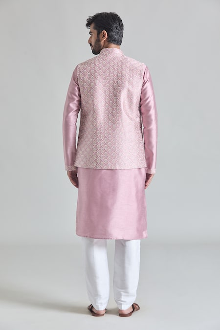 Shop Arihant Rai Sinha Pink Silk Embroidery Thread Bundi at Aza Fashions Shop_Arihant Rai Sinha_Pink Silk Embroidery Thread Bundi _at_Aza_Fashions