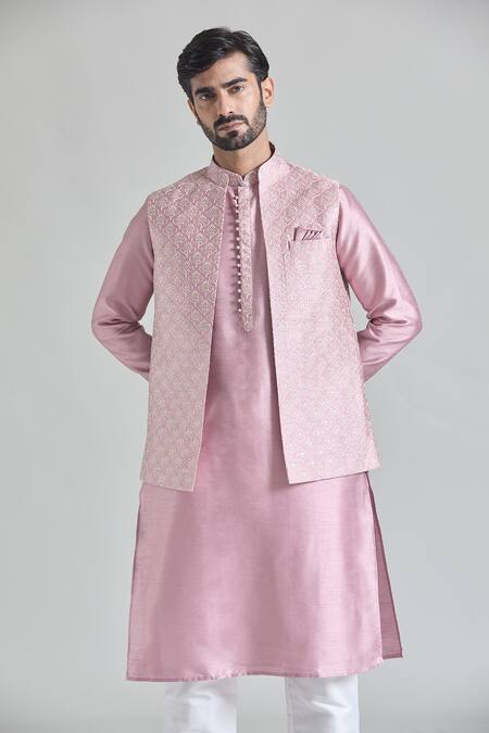 Shop Arihant Rai Sinha Pink Silk Embroidery Thread Bundi Online at Aza Fashions Shop_Arihant Rai Sinha_Pink Silk Embroidery Thread Bundi _Online_at_Aza_Fashions