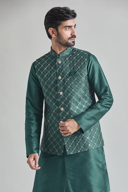 Buy Arihant Rai Sinha Green Silk Embroidery Thread Bundi Online at Aza Fashions Buy_Arihant Rai Sinha_Green Silk Embroidery Thread Bundi _Online_at_Aza_Fashions