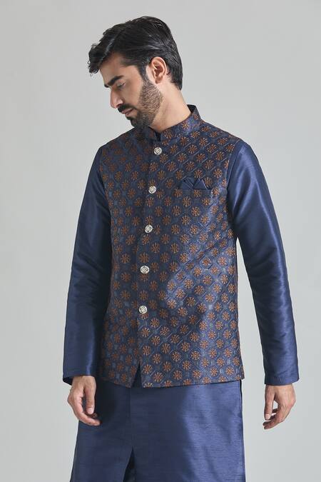 Buy Arihant Rai Sinha Blue Silk Embroidery Thread Bundi Online at Aza Fashions Buy_Arihant Rai Sinha_Blue Silk Embroidery Thread Bundi _Online_at_Aza_Fashions