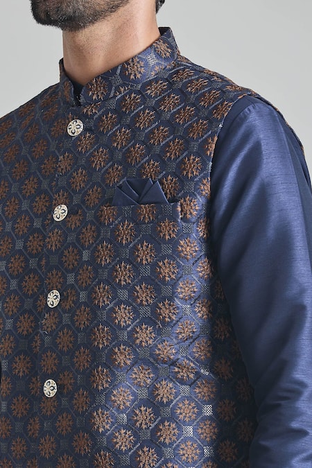 Shop Arihant Rai Sinha Blue Silk Embroidery Thread Bundi Online at Aza Fashions Shop_Arihant Rai Sinha_Blue Silk Embroidery Thread Bundi _Online_at_Aza_Fashions