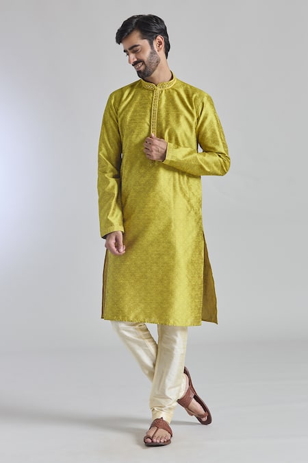 Arihant Rai Sinha Mirror Embroidered Placket Kurta & Churidar Set 