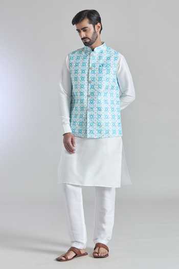 Arihant Rai Sinha Printed Sequin Embroidered Bundi Kurta Set 