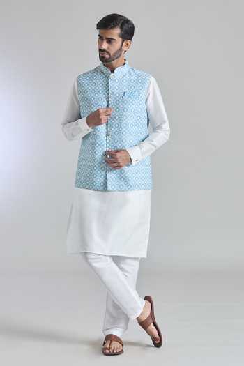 Arihant Rai Sinha Printed Sequin Work Bundi Kurta Set 