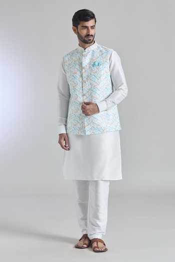 Arihant Rai Sinha Printed Sequin Work Bundi Kurta Set 