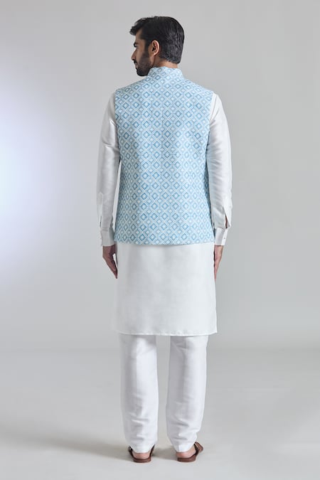 Arihant Rai Sinha Printed Sequin Work Blue Bundi 