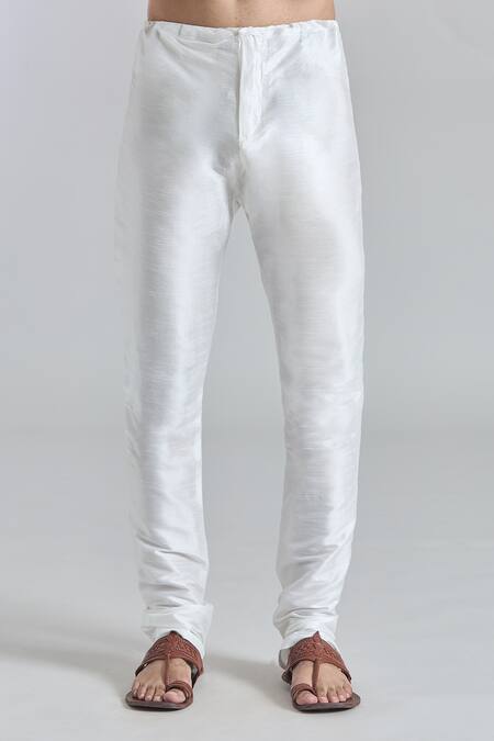 Buy_Arihant Rai Sinha_Blue Silk, Cotton Plain Buttoned Placket Kurta Set 