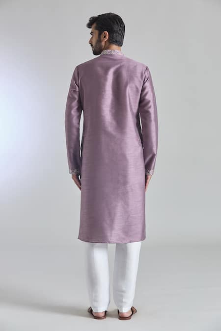 Arihant Rai Sinha Plain Buttoned Placket Kurta & Aligadi Pant Set 