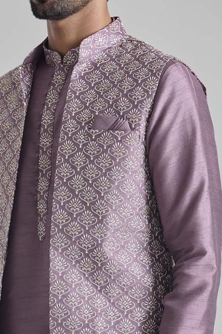 Arihant Rai Sinha Pink Silk Sequins, Embroidery Floral Thread Bundi Online at Aza Fashions Arihant Rai Sinha_Pink Silk Sequins, Embroidery Floral Thread Bundi _Online_at_Aza_Fashions