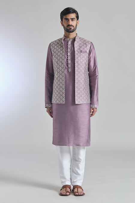Arihant Rai Sinha Pink Silk Sequins, Embroidery Floral Thread Bundi at Aza Fashions Arihant Rai Sinha_Pink Silk Sequins, Embroidery Floral Thread Bundi _at_Aza_Fashions