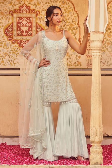 LASHKARAA Gulshan Embroidered Kurta Sharara Set 