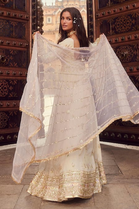 Lashkaraa Beige Tissue, Satin, Net Beads, Sequins Starla Bloom Embroidered Anarkali Set Online at Aza Fashions Lashkaraa_Beige Tissue, Satin, Net Beads, Sequins Starla Bloom Embroidered Anarkali Set _Online_at_Aza_Fashions