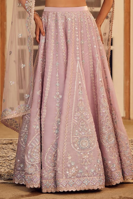 Buy Lashkaraa Purple Organza, Net Sequins, Beads, Zari Scoop Neck Embroidered Lehenga Set Online at Aza Fashions Buy_Lashkaraa_Purple Organza, Net Sequins, Beads, Zari Scoop Neck Embroidered Lehenga Set _Online_at_Aza_Fashions