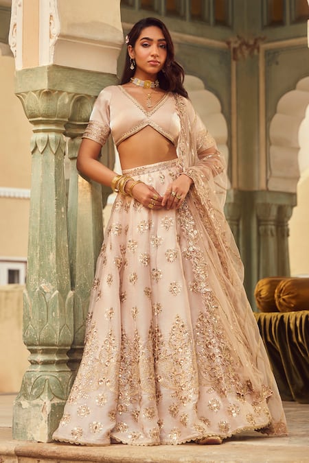 LASHKARAA Zari & Sequin Work Lehenga Set 