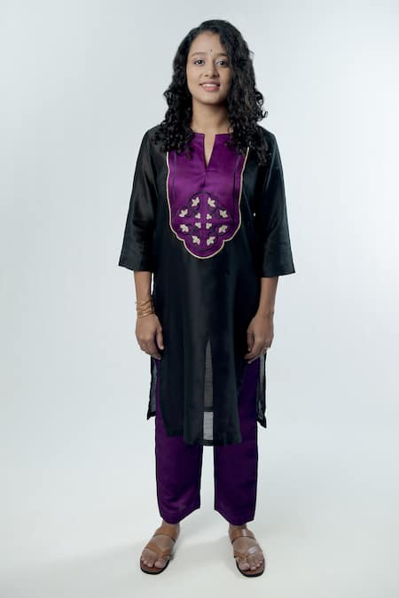 PRACHI KAMAT Anar Chanderi Embroidered Bodice Kurta With Pant 