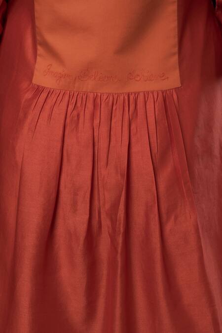 Prachi Kamat Orange Chanderi, Poplin Embroidery Sutli Bomb Contrast Bodice Kurta With Pant Online at Aza Fashions Prachi Kamat_Orange Chanderi, Poplin Embroidery Sutli Bomb Contrast Bodice Kurta With Pant _Online_at_Aza_Fashions