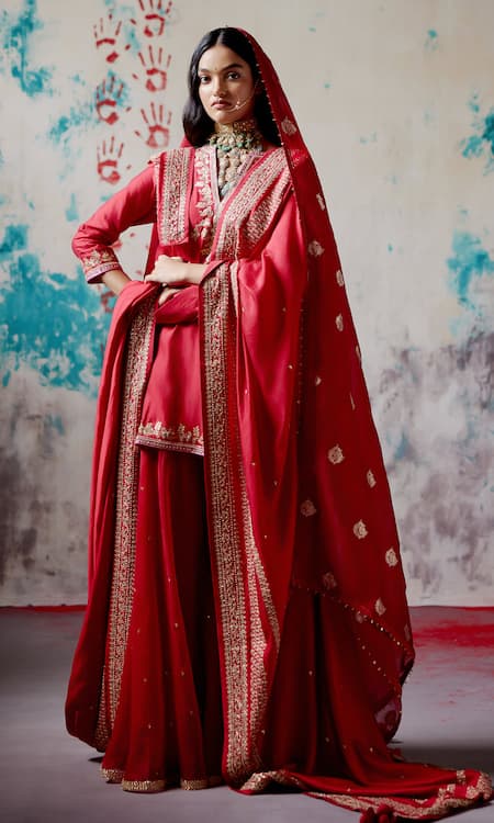 Deep Thee Floral Embroidered Kurta Sharara Set 