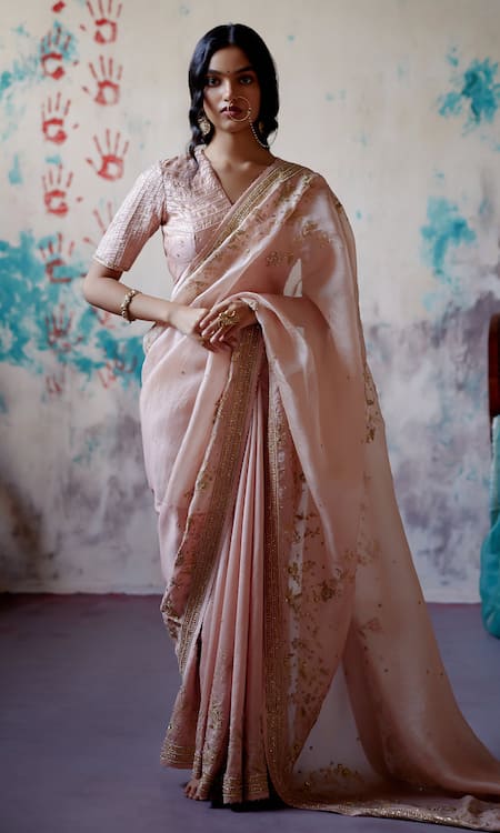 Deep Thee Floral jaal Embroidered Saree With Blouse 