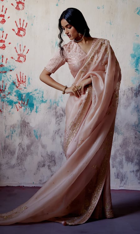 Deep Thee Floral jaal Embroidered Saree With Blouse 