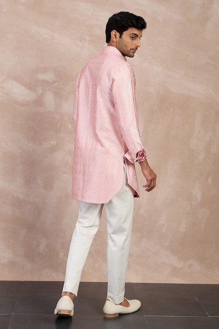 Arjan Dugal Floral Printed Sleeve Cuff Kurta With Pant 