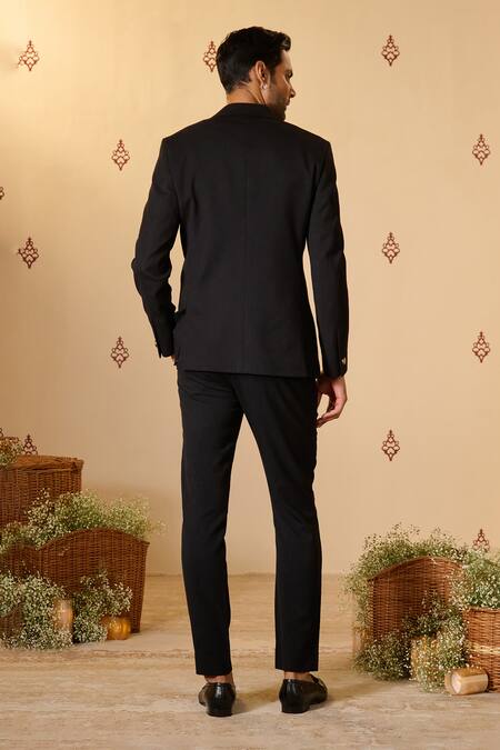 Shop S&N By Shantnu Nikhil Black Rayon Plain Woven Jacket at Aza Fashions Shop_S&N By Shantnu Nikhil_Black Rayon Plain Woven Jacket_at_Aza_Fashions