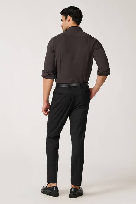 Shop S&N By Shantnu Nikhil Grey Lycra, Nylon Crystals Crest Patchwork Shirt at Aza Fashions Shop_S&N By Shantnu Nikhil_Grey Lycra, Nylon Crystals Crest Patchwork Shirt_at_Aza_Fashions