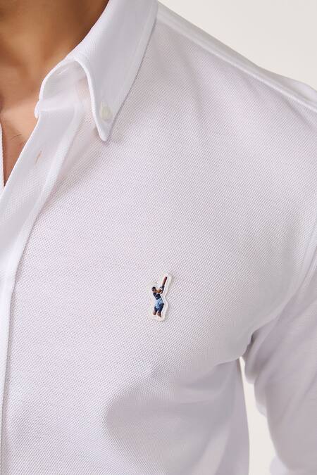 S&N By Shantnu Nikhil Off White Patchwork Knitted Shirt Online at Aza Fashions S&N By Shantnu Nikhil_Off White Patchwork Knitted Shirt_Online_at_Aza_Fashions